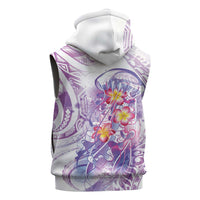 Lavender Polynesian Jellyfish Sleeveless Zip Hoodie Watercolor Glows - Polynesian Pride