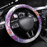 Lavender Polynesian Jellyfish Steering Wheel Cover Watercolor Glows - Polynesian Pride