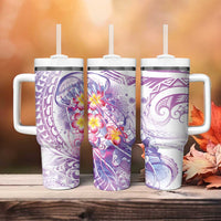 Lavender Polynesian Jellyfish Tumbler With Handle Watercolor Glows - Polynesian Pride