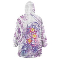 Lavender Polynesian Jellyfish Wearable Blanket Hoodie Watercolor Glows - Polynesian Pride