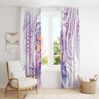 Lavender Polynesian Jellyfish Window Curtain Watercolor Glows - Polynesian Pride