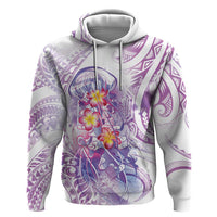 Lavender Polynesian Jellyfish Zip Hoodie Watercolor Glows - Polynesian Pride