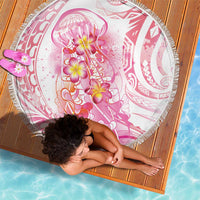Rose Pink Polynesian Jellyfish Beach Blanket Watercolor Glows - Polynesian Pride