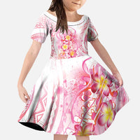 Rose Pink Polynesian Jellyfish Family Matching Long Sleeve Bodycon Dress and Hawaiian Shirt Watercolor Glows LT7 Daughter's Dress Rose Pink - Polynesian Pride