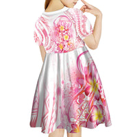 Rose Pink Polynesian Jellyfish Kid Short Sleeve Dress Watercolor Glows - Polynesian Pride