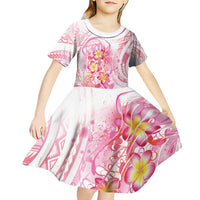 Rose Pink Polynesian Jellyfish Kid Short Sleeve Dress Watercolor Glows - Polynesian Pride