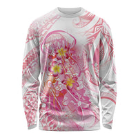 Rose Pink Polynesian Jellyfish Long Sleeve Shirt Watercolor Glows - Polynesian Pride
