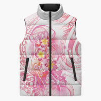 Rose Pink Polynesian Jellyfish Sleeveless Puffer Jacket Watercolor Glows - Polynesian Pride
