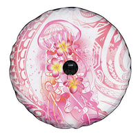 Rose Pink Polynesian Jellyfish Spare Tire Cover Watercolor Glows - Polynesian Pride