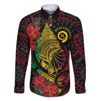 Vanuatu Meri Krismas Family Matching Mermaid Dress and Hawaiian Shirt Conch Shell Tribal Art LT7 Dad's Shirt - Long Sleeve Art - Polynesian Pride