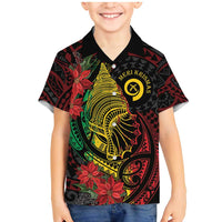 Vanuatu Meri Krismas Family Matching Mermaid Dress and Hawaiian Shirt Conch Shell Tribal Art LT7 Son's Shirt Art - Polynesian Pride