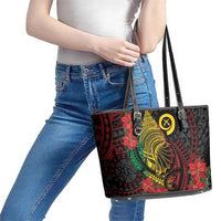 Vanuatu Meri Krismas Leather Tote Bag Conch Shell Tribal Art