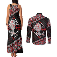 Taniko Aotearoa Couples Matching Tank Maxi Dress and Long Sleeve Button Shirt Poutama Mix Piwakawaka