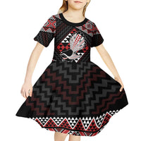 Taniko Aotearoa Kid Short Sleeve Dress Poutama Mix Piwakawaka LT7 - Polynesian Pride