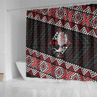 Taniko Aotearoa Shower Curtain Poutama Mix Piwakawaka