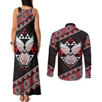 Taniko Aotearoa Couples Matching Tank Maxi Dress and Long Sleeve Button Shirt Poutama Mix Piwakawaka - Ver02