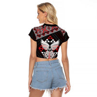 Taniko Aotearoa Raglan Cropped T Shirt Poutama Mix Piwakawaka - Ver02 LT7 - Polynesian Pride