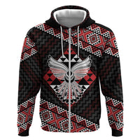 Taniko Aotearoa Zip Hoodie Poutama Mix Piwakawaka - Ver02 LT7 Zip Hoodie Red - Polynesian Pride