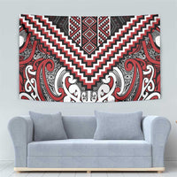 Maori Tukutuku Taniko Motifs Tapestry Red Poutama Mix Kowhaiwhai