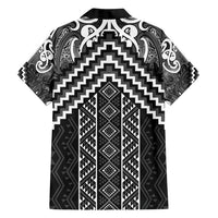 Maori Tukutuku Taniko Motifs Family Matching Off Shoulder Maxi Dress and Hawaiian Shirt Black Poutama Mix Kowhaiwhai