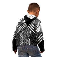 Maori Tukutuku Taniko Motifs Kid Hoodie Black Poutama Mix Kowhaiwhai