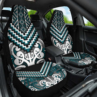 Maori Tukutuku Taniko Motifs Car Seat Cover Teal Poutama Mix Kowhaiwhai