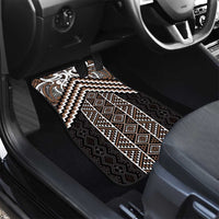 Maori Tukutuku Taniko Motifs Car Mats Brown Poutama Mix Kowhaiwhai