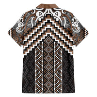 Maori Tukutuku Taniko Motifs Hawaiian Shirt Brown Poutama Mix Kowhaiwhai