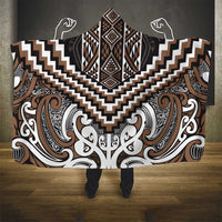 Maori Tukutuku Taniko Motifs Hooded Blanket Brown Poutama Mix Kowhaiwhai