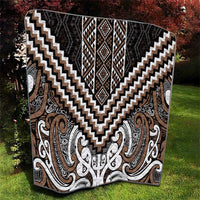 Maori Tukutuku Taniko Motifs Quilt Brown Poutama Mix Kowhaiwhai