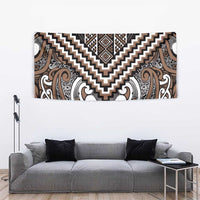 Maori Tukutuku Taniko Motifs Tapestry Brown Poutama Mix Kowhaiwhai