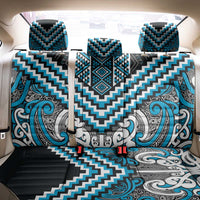 Maori Tukutuku Taniko Motifs Back Car Seat Cover Turquoise Poutama Mix Kowhaiwhai