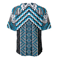 Maori Tukutuku Taniko Motifs Baseball Jersey Turquoise Poutama Mix Kowhaiwhai