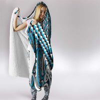 Maori Tukutuku Taniko Motifs Hooded Blanket Turquoise Poutama Mix Kowhaiwhai