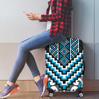 Maori Tukutuku Taniko Motifs Luggage Cover Turquoise Poutama Mix Kowhaiwhai LT7 - Polynesian Pride