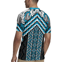 Maori Tukutuku Taniko Motifs Rugby Jersey Turquoise Poutama Mix Kowhaiwhai