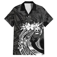 Polynesian Women's Day Family Matching Short Sleeve Bodycon Dress and Hawaiian Shirt Plumeria Passion - Black LT7 Dad's Shirt - Short Sleeve Black - Polynesian Pride