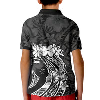 Polynesian Women's Day Kid Polo Shirt Plumeria Passion - Black LT7 - Polynesian Pride