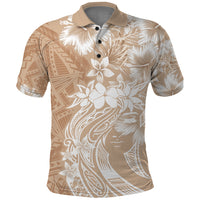 Polynesian Women's Day Polo Shirt Plumeria Passion - Beige LT7 Beige - Polynesian Pride
