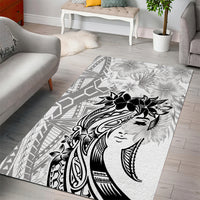 Polynesian Women's Day Area Rug Plumeria Passion - White LT7 - Polynesian Pride