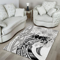 Polynesian Women's Day Area Rug Plumeria Passion - White LT7 - Polynesian Pride
