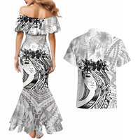 Polynesian Women's Day Couples Matching Mermaid Dress and Hawaiian Shirt Plumeria Passion - White LT7 - Polynesian Pride