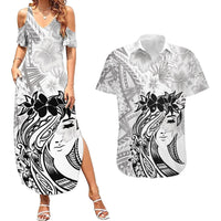 Polynesian Women's Day Couples Matching Summer Maxi Dress and Hawaiian Shirt Plumeria Passion - White LT7 White - Polynesian Pride