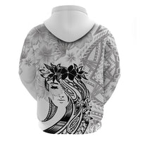 Polynesian Women's Day Zip Hoodie Plumeria Passion - White LT7 - Polynesian Pride