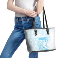 Polynesian Women's Day Leather Tote Bag Plumeria Passion - Turquoise LT7 - Polynesian Pride