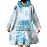 Polynesian Women's Day Wearable Blanket Hoodie Plumeria Passion - Turquoise LT7 - Polynesian Pride