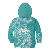 Polynesian Women's Day Kid Hoodie Plumeria Passion - Teal LT7 - Polynesian Pride
