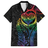 New Zealand Pride Family Matching Long Sleeve Bodycon Dress and Hawaiian Shirt Takatapui Rainbow Fern LT7 Dad's Shirt - Short Sleeve Colorful - Polynesian Pride
