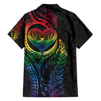 New Zealand Pride Family Matching Long Sleeve Bodycon Dress and Hawaiian Shirt Takatapui Rainbow Fern LT7 - Polynesian Pride