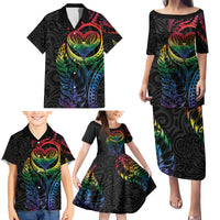 New Zealand Pride Family Matching Puletasi and Hawaiian Shirt Takatapui Rainbow Fern LT7 - Polynesian Pride